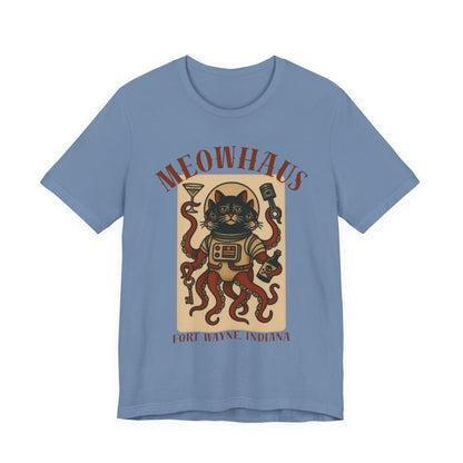 AlienCat Astronaut - Classic Tattoo Design Meowhaus Cat Octopus Tee — Fort Wayne, Indiana Retro Graphic T-Shirt