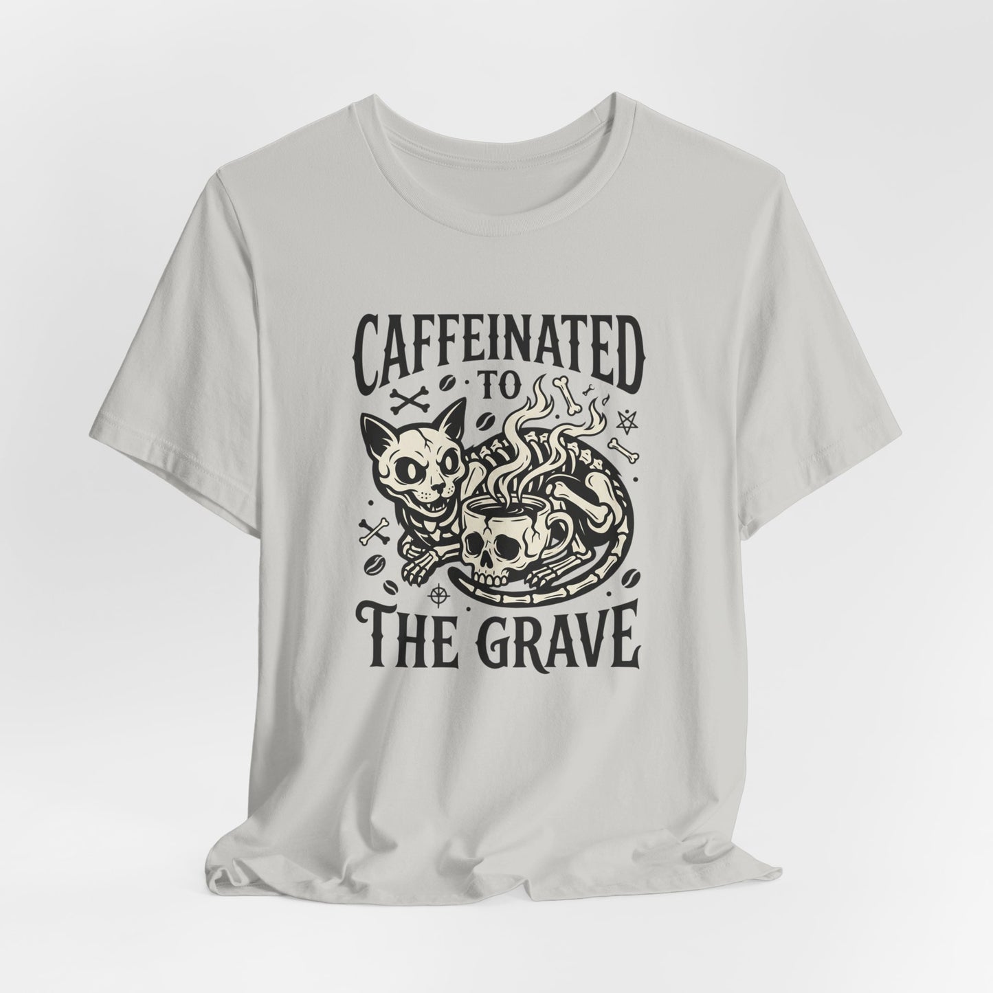 VOID - Caffeinated to the Grave Tee - Coffee Cat Humor Shirt