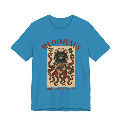 AlienCat Astronaut - Classic Tattoo Design Meowhaus Cat Octopus Tee — Fort Wayne, Indiana Retro Graphic T-Shirt