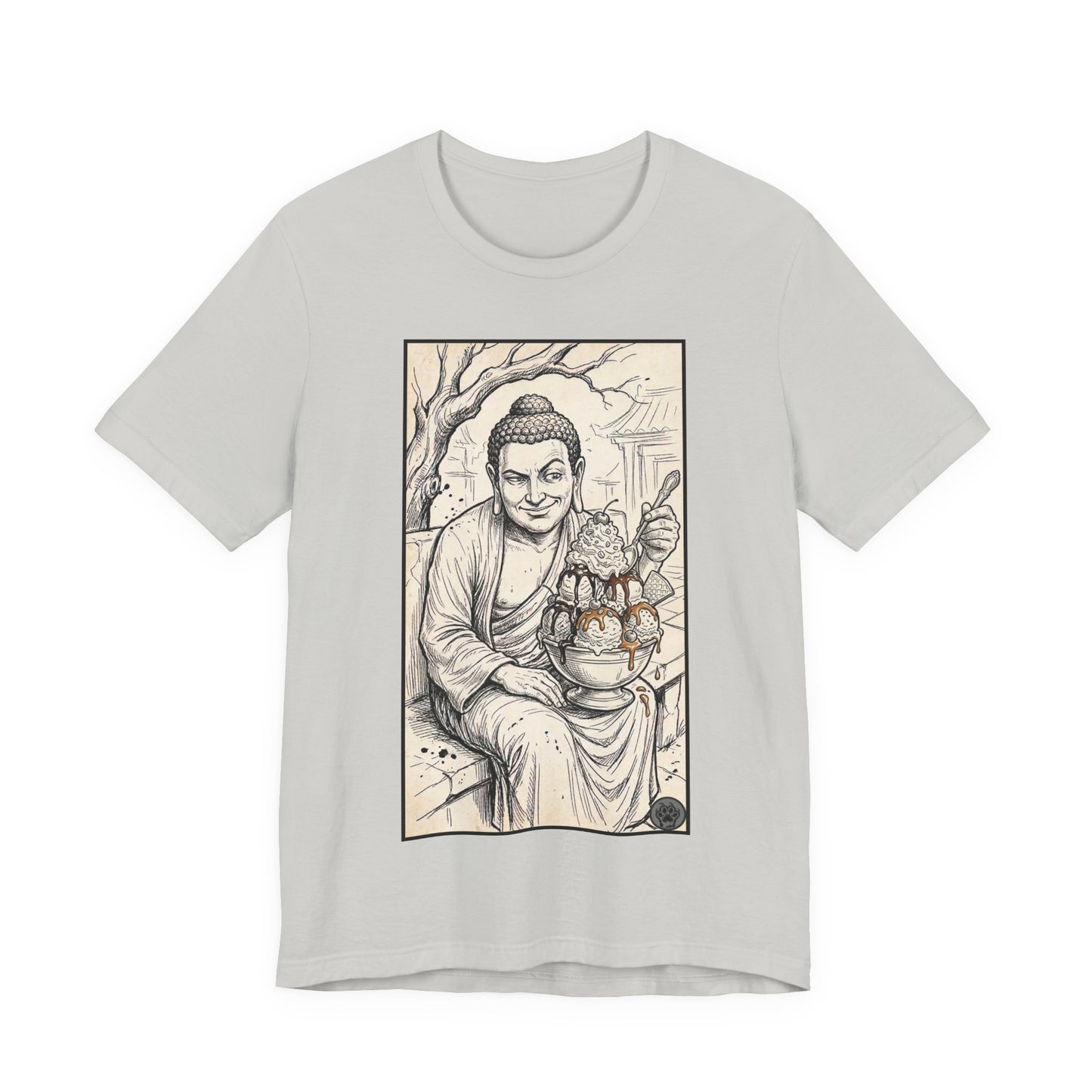 Bad Buddha Sundae Sketch Tee — Religious Humor Buddha Graphic T-Shirt