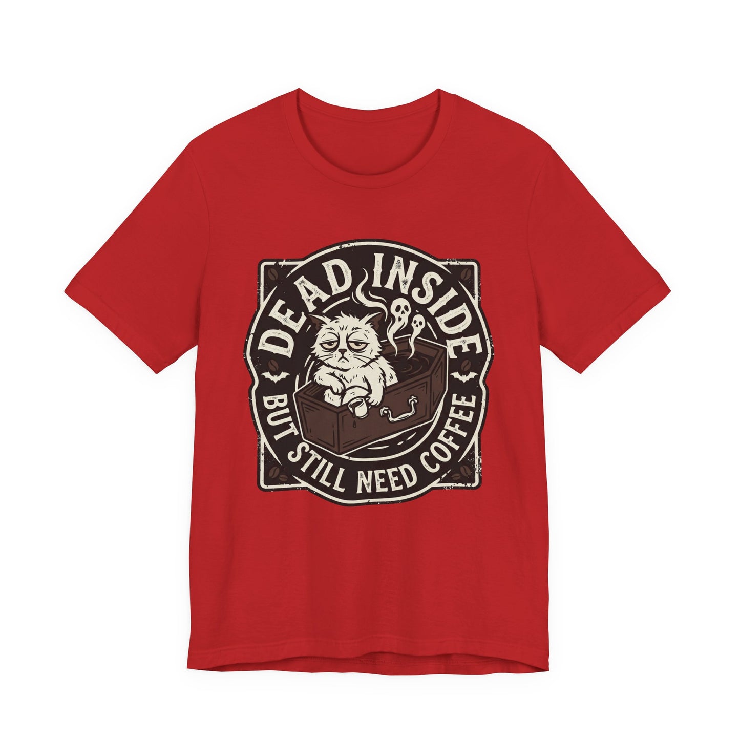 VOID - Dead Inside But Still Need Coffee T-Shirt - Coffee Cat Humor Tee
