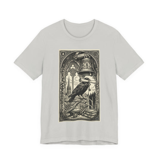 DarkArts Collection - Raven 1 - Raven & Bell Gothic Art T-Shirt – Vintage Raven Illustration Tee