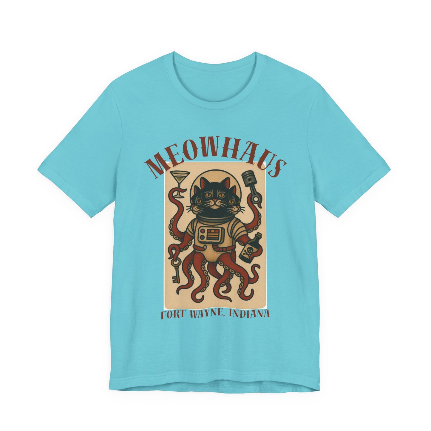 Alien Cat Astronaut Vintage Tattoo Tee – Sci‑Fi Cat Octopus T‑Shirt (Fort Wayne, Indiana)