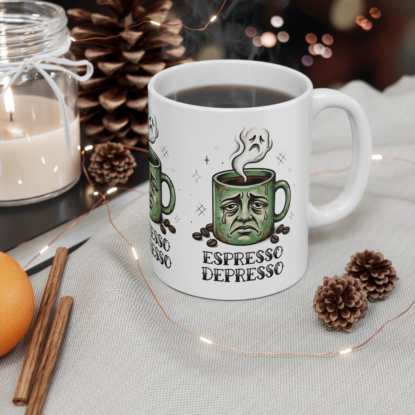 VOID - Espresso Depresso Mug — Funny Coffee Cup with Sad Face Espresso Design
