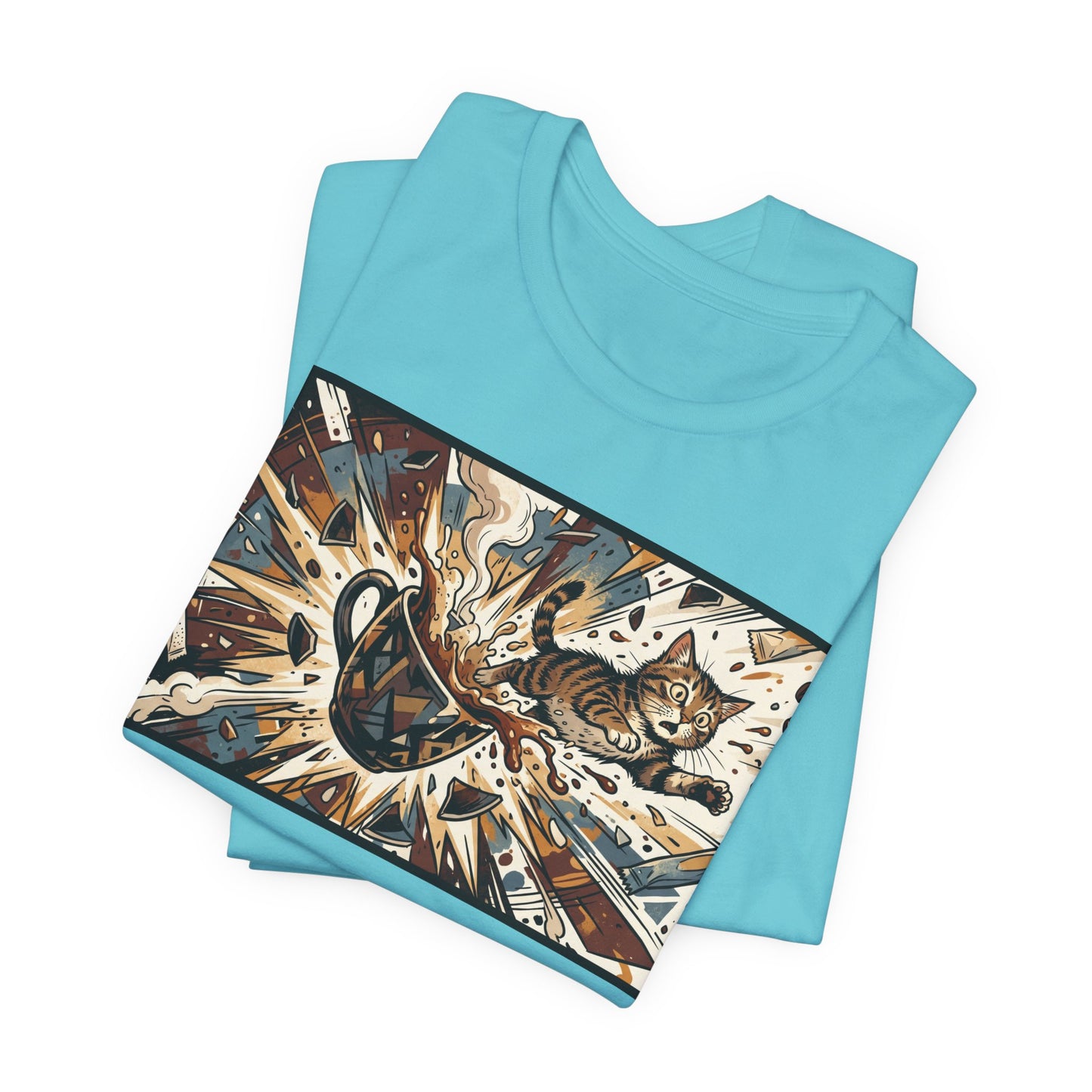 VOID - Coffee Cup Explosion Art Tee — Retro Abstract Coffee Splash T-Shirt