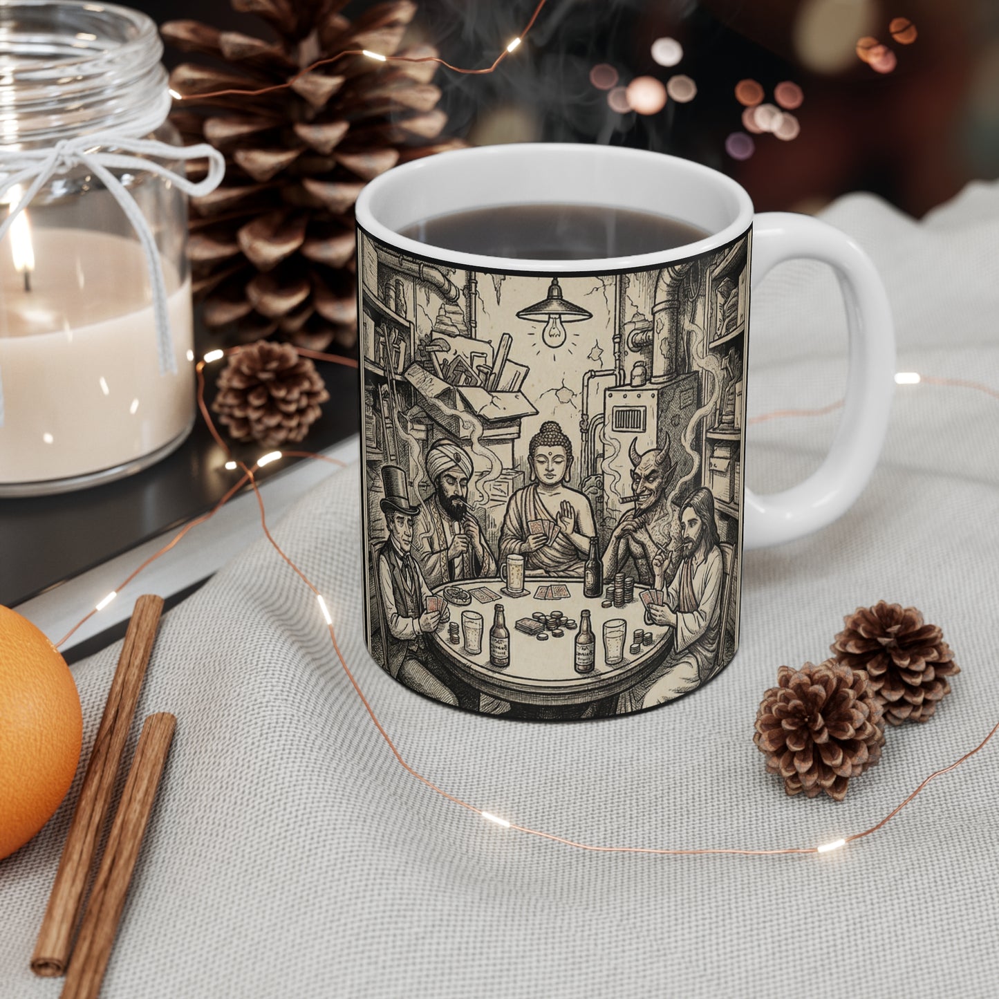 Playing For Keeps - 11oz Mug Ambi Handle — Religious Humor Occult Fun - Gambling For Souls!