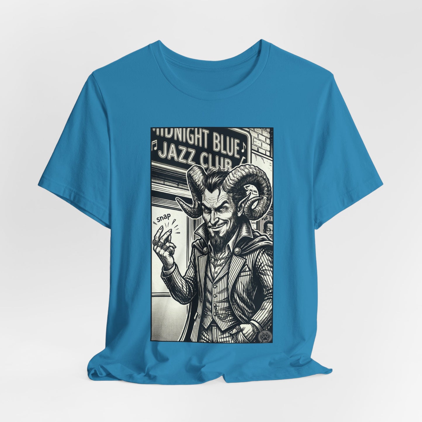 BLZB - Finger Snap Jazz Club Graphic Tee — 'Midnight Blue Jazz Club' Vintage Devil Illustration