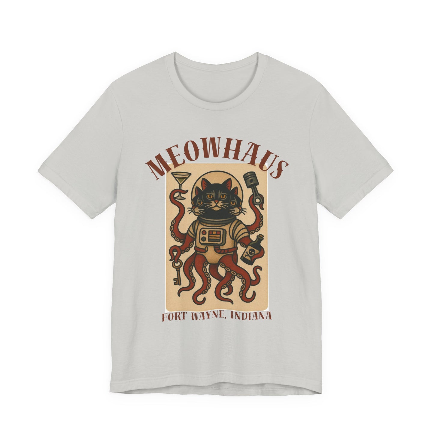 Alien Cat Astronaut Vintage Tattoo Tee – Sci‑Fi Cat Octopus T‑Shirt (Fort Wayne, Indiana)