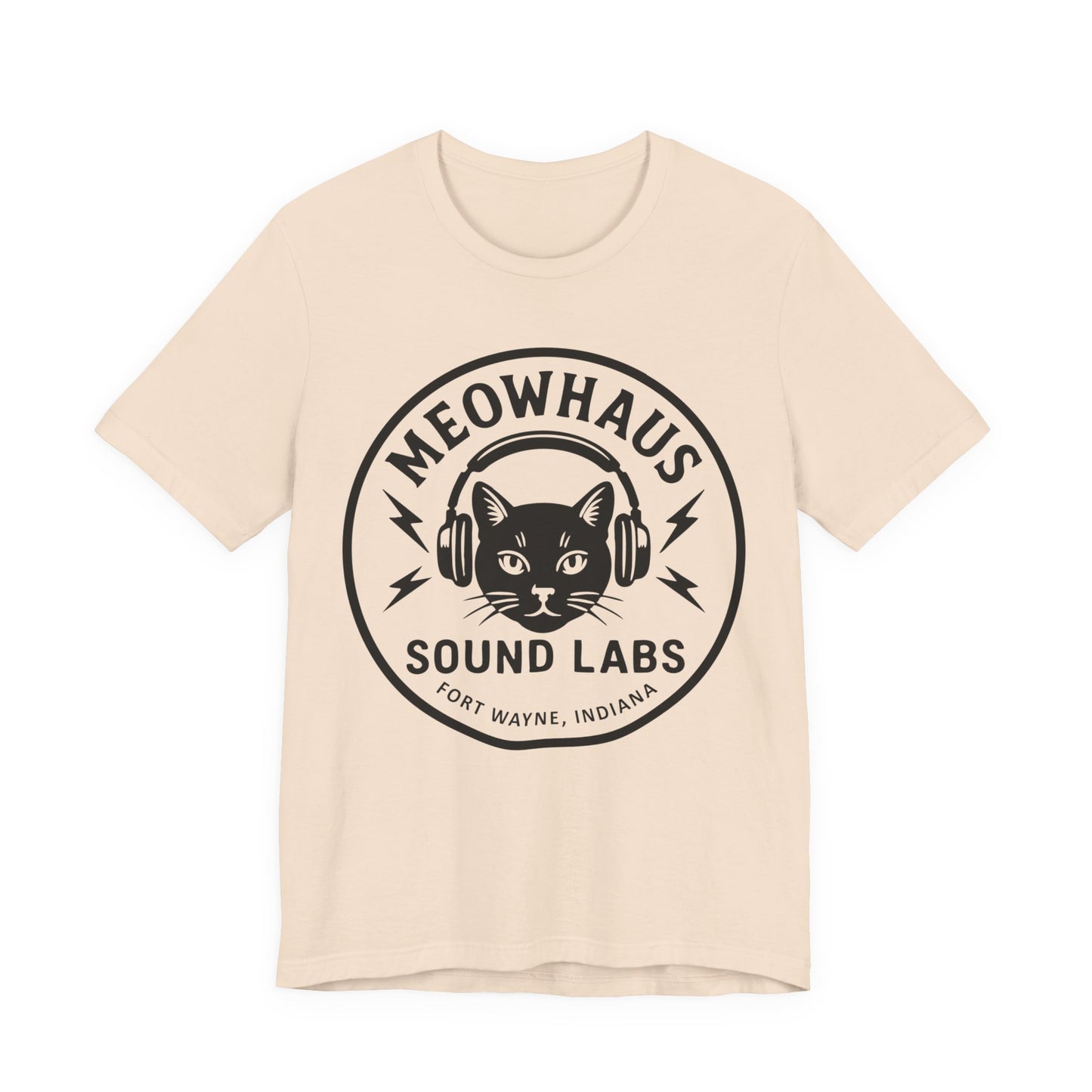Meowhaus Sound Labs Cat Logo Tee - Large Clear Logo - Fort Wayne Indiana Audio Sound Music Recording Production Studio