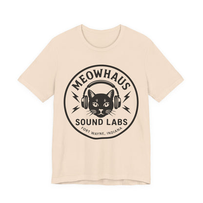 Meowhaus Sound Labs Cat Logo Tee - Large Clear Logo - Fort Wayne Indiana Audio Sound Music Recording Production Studio