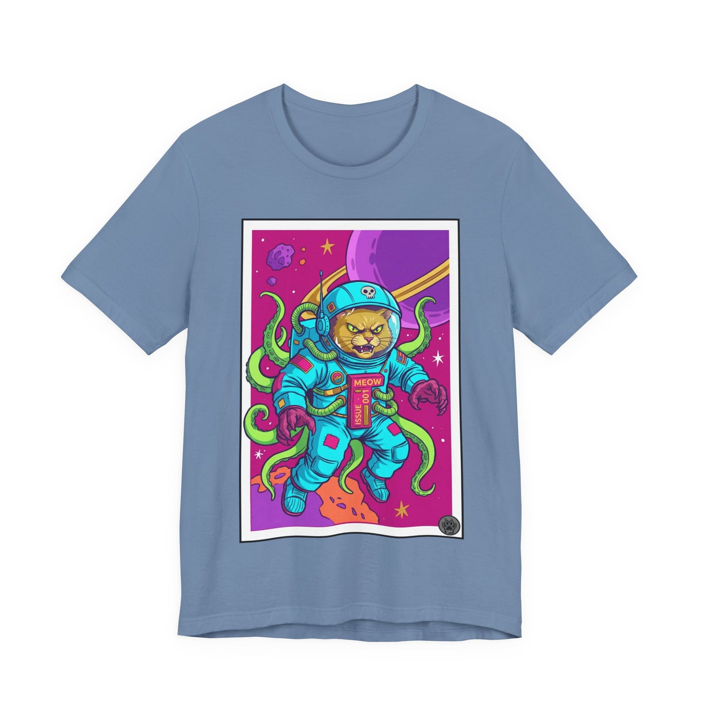 AlienCat Astronaut In Space! - Full Color! - Astronaut Cat Graphic Tee — Space Cat with Tentacles Illustration