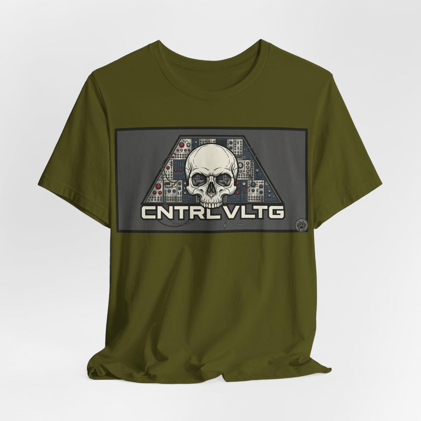 CV Control Voltage - TriBase Grey - Skull Modular Synth Analog Circuit 'CNTRL VLTG' Graphic Tee - Retro Tech Skull T-Shirt
