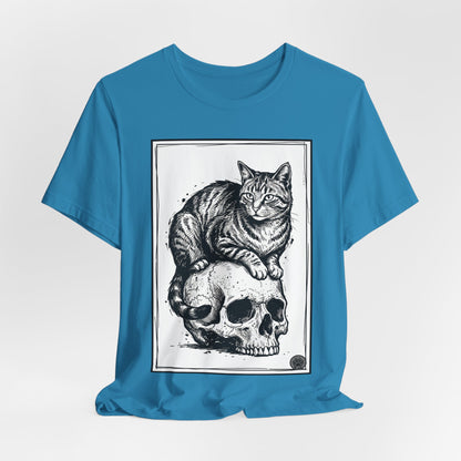 DarkArts Collection - Cat & Skull 2 T‑Shirt — Gothic Cat Skull Graphic Tee
