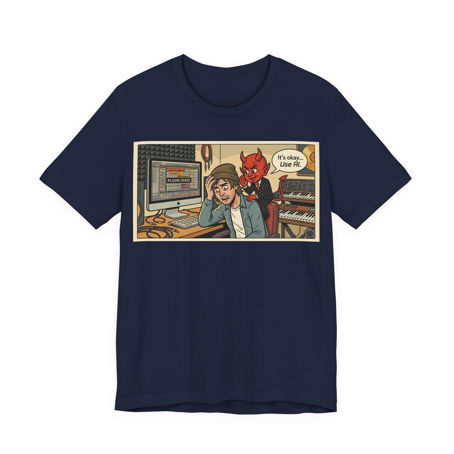 Use AI - Controversial Musician Humor Recording Studio T‑Shirt — Funny Comic “It’s Okay... Use Al” Music Producer Tee