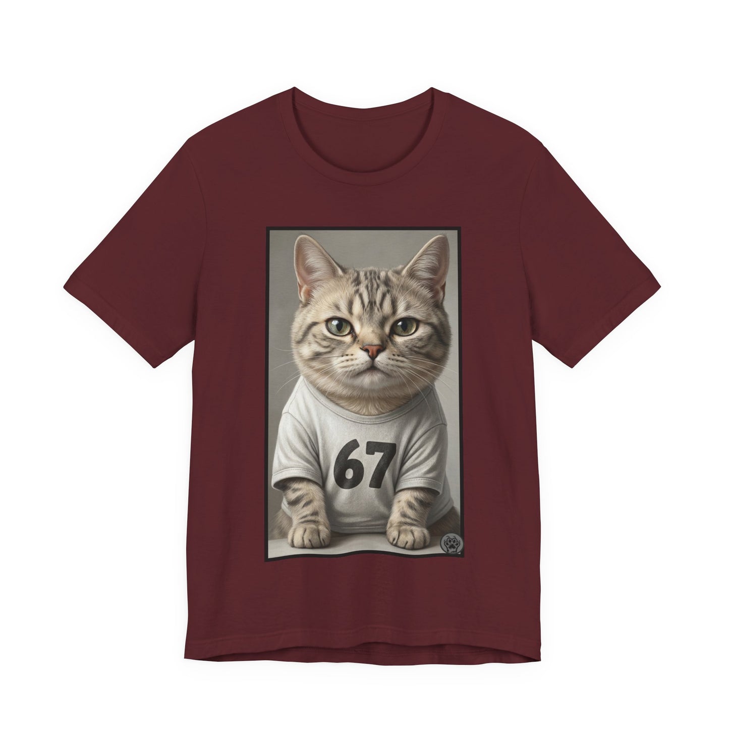 67 Meme - New Variation! - Cat Jersey T‑Shirt — Cute Kitten Portrait with Number 67