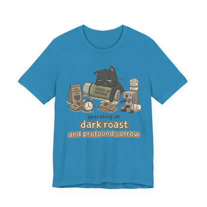 VOID - Coffee Cat T-Shirt — "Operating on Dark Roast and Profound Sorrow" Cute Coffee Tee