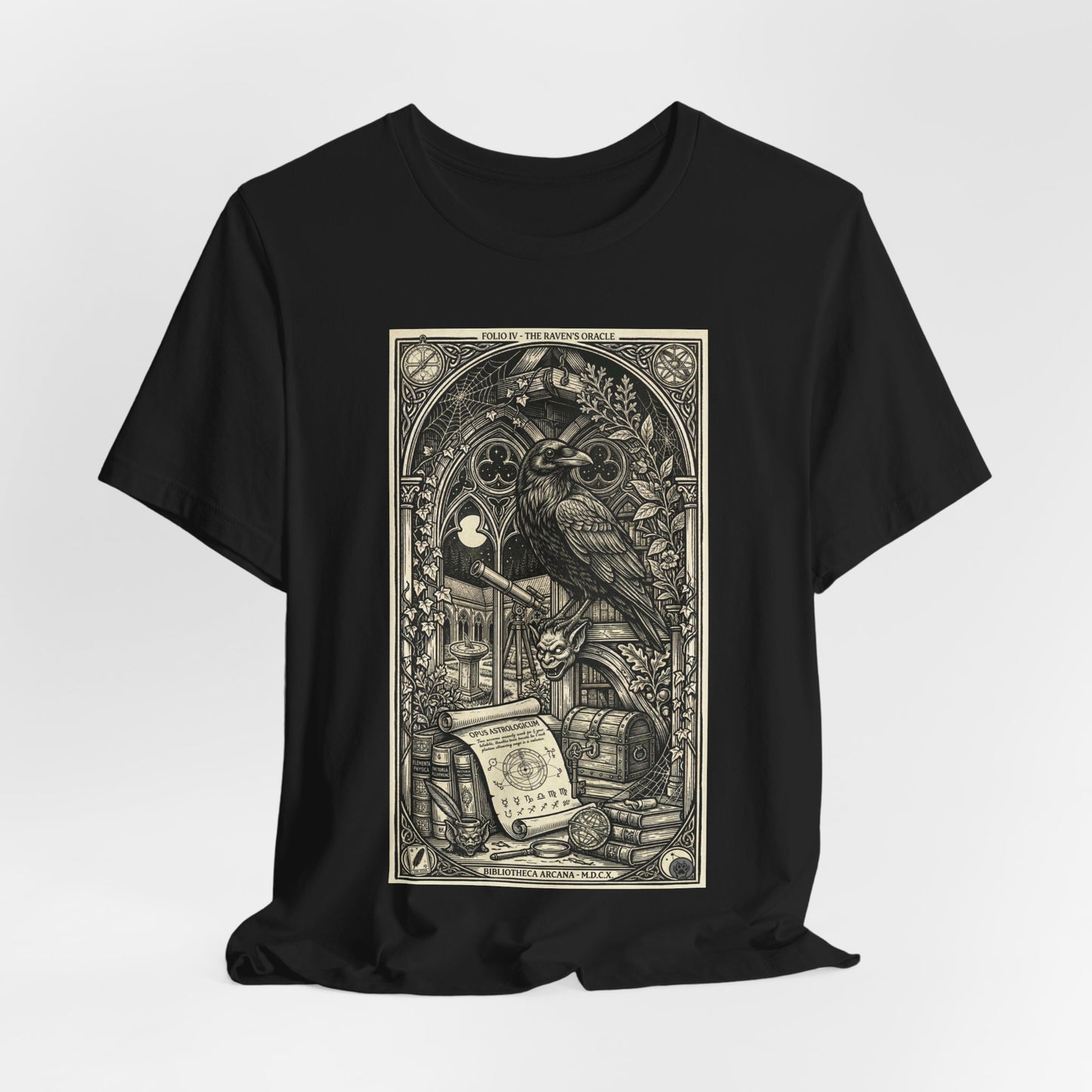 DarkArts Collection - Raven 2 - Raven Grimoire Tee — Gothic Occult Illustration T-Shirt