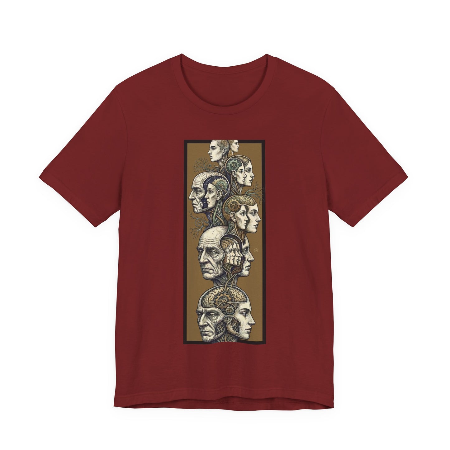 Family of Thought - Gold - Anatomical Heads Vertical Collage T-Shirt