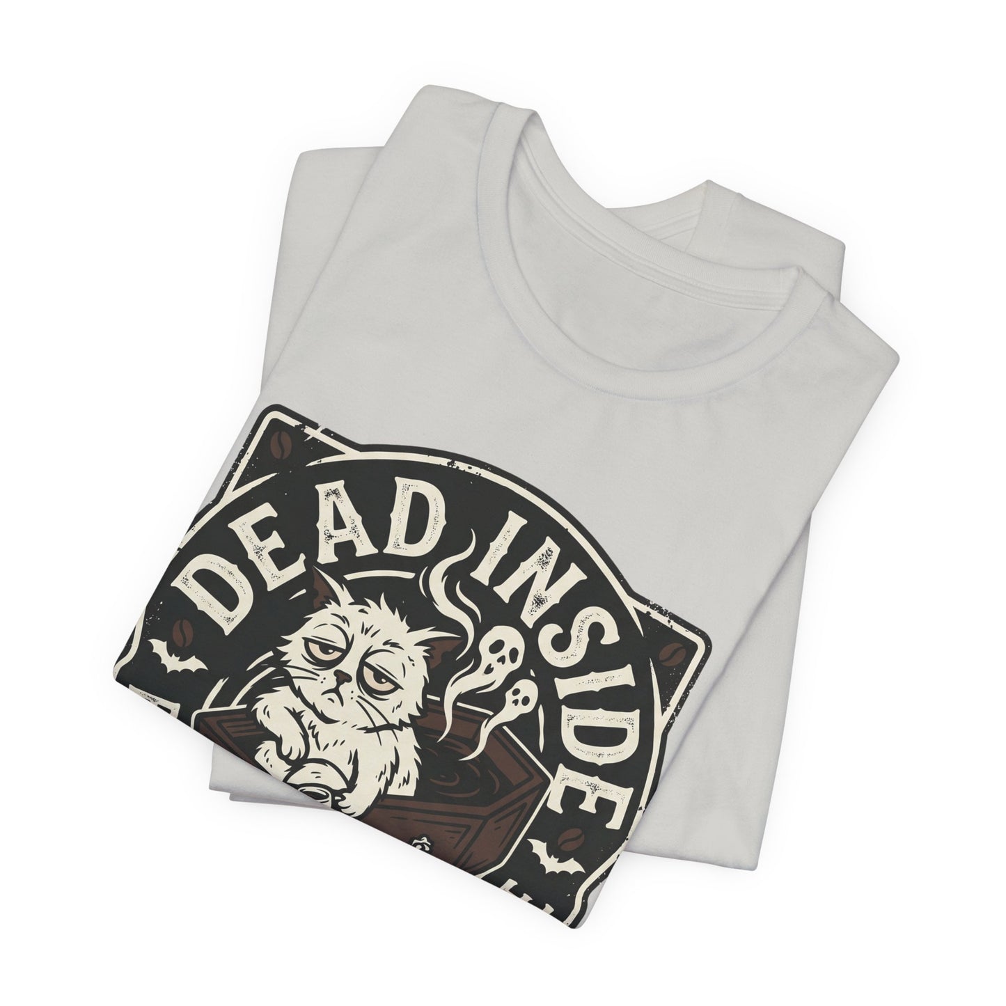 VOID - Dead Inside But Still Need Coffee T-Shirt - Coffee Cat Humor Tee