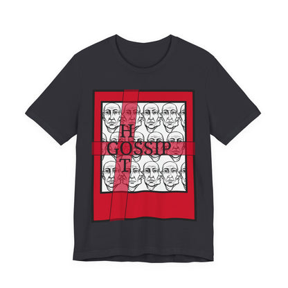 HotGossip - RedRibbon - Faces Graphic Tee — Red Block Art T-Shirt