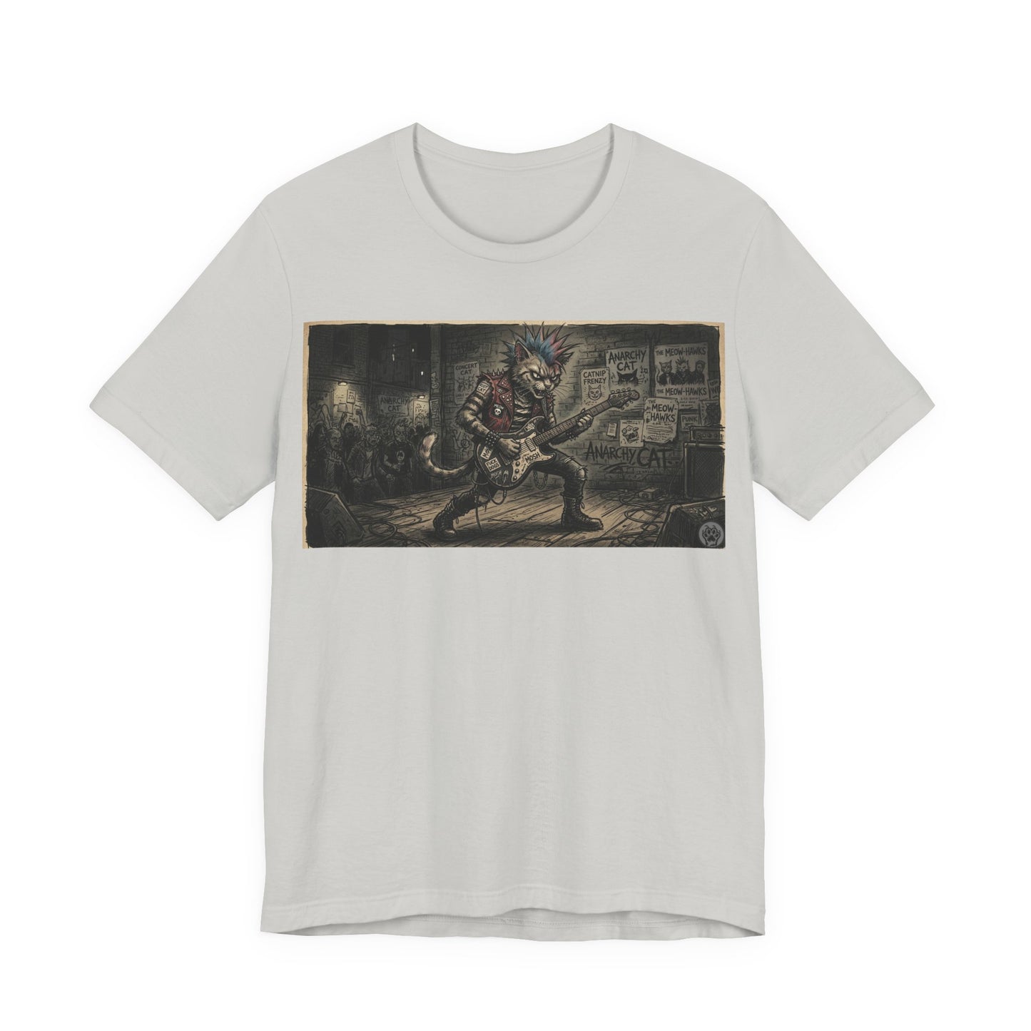 PunkCat At The Club -  Punk Rock T‑Shirt — Punk Cat Guitarist Design