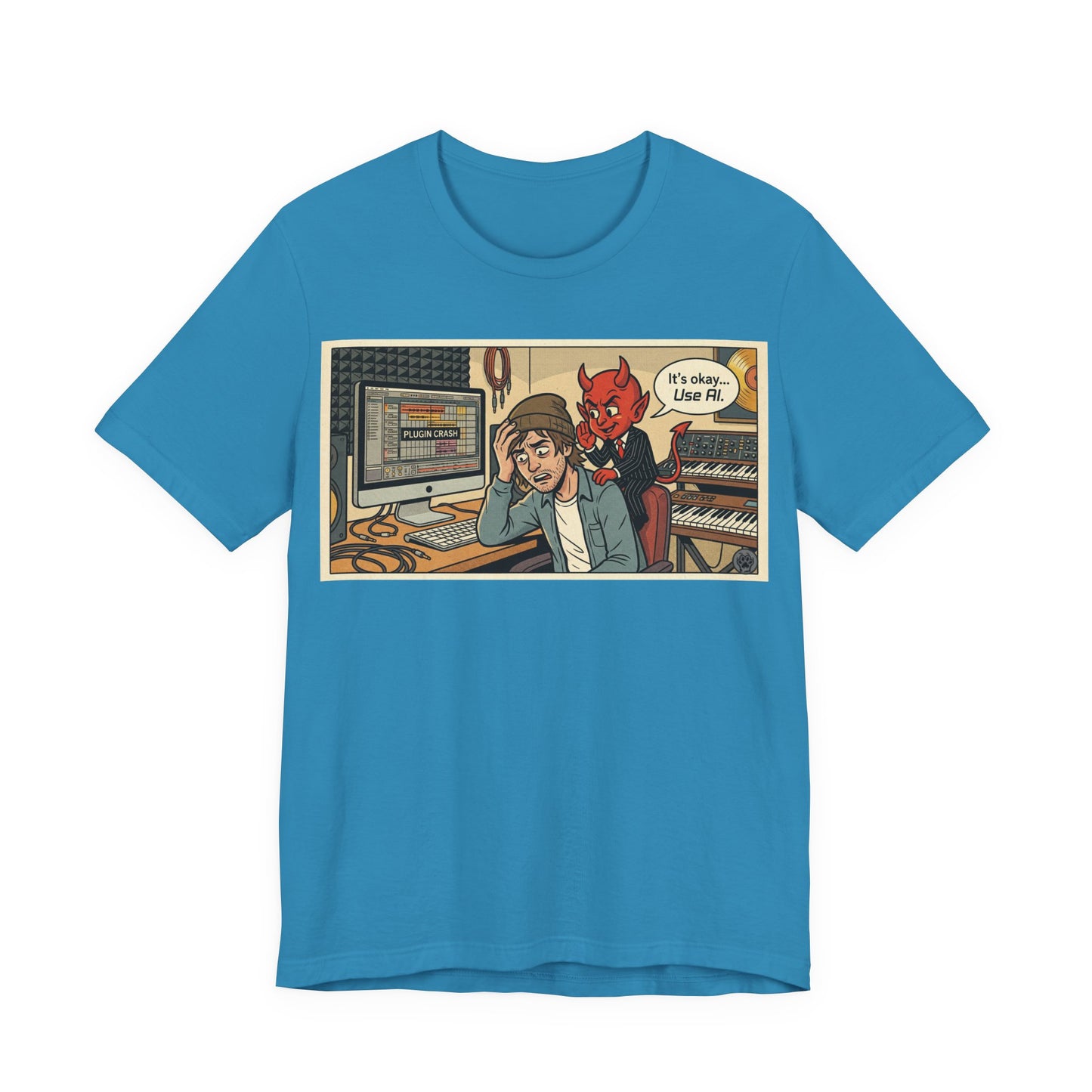 Use AI - Controversial Musician Humor Recording Studio T‑Shirt — Funny Comic “It’s Okay... Use Al” Music Producer Tee