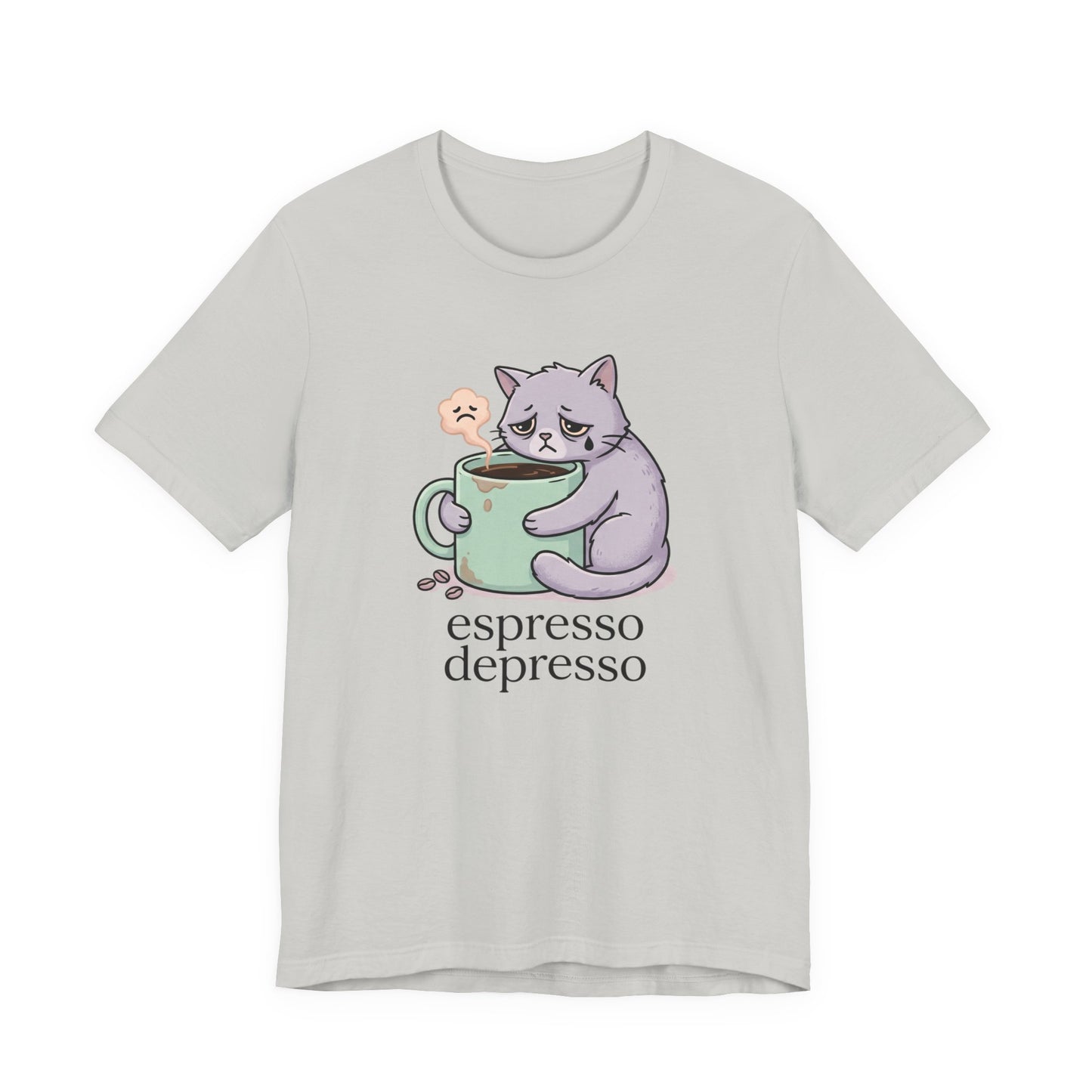 VOID - Espresso Depresso Cat T-Shirt — Cute Sad Cat Coffee Tee