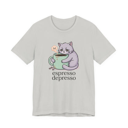 VOID - Espresso Depresso Cat T-Shirt — Cute Sad Cat Coffee Tee