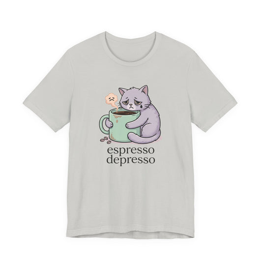 VOID - Espresso Depresso Cat T-Shirt — Cute Sad Cat Coffee Tee
