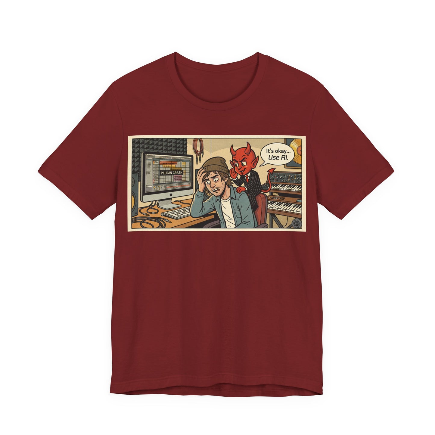 Use AI - Controversial Musician Humor Recording Studio T‑Shirt — Funny Comic “It’s Okay... Use Al” Music Producer Tee