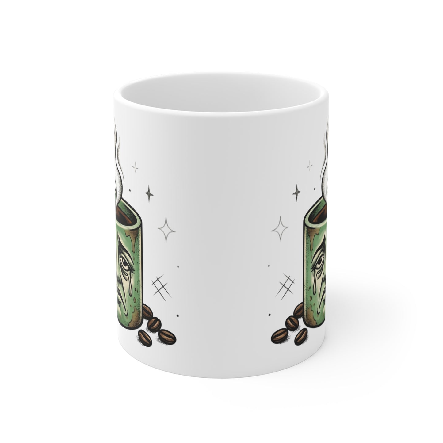 VOID - 11oz Coffee Mug — Sad Face Coffee Cup Illustration