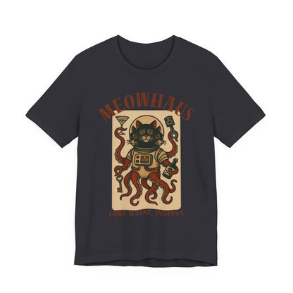 AlienCat Astronaut - Classic Tattoo Design Meowhaus Cat Octopus Tee — Fort Wayne, Indiana Retro Graphic T-Shirt