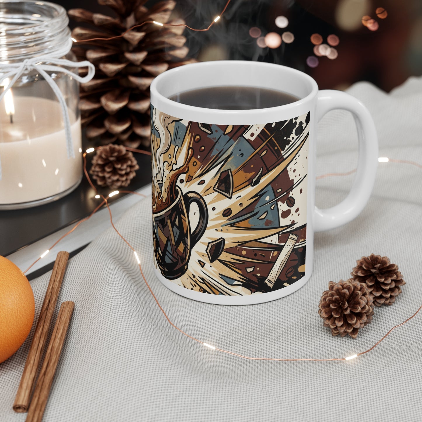 VOID - Exploding Coffee Cat Mug — Funny 11oz Ceramic Cat & Coffee Spill Design