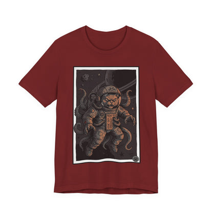 AlienCat Astronaut In Space! - Dark - Cat Graphic Tee – Space Cat with Tentacles Illustration