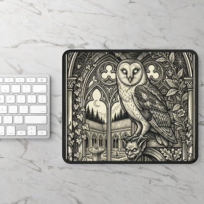 DarkArts - Owl 1 - Owl Gothic Mouse Pad — Medieval Courtyard Gaming Desk Mat