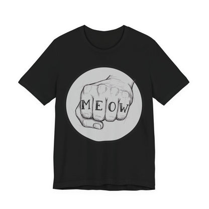 Meow Knuckle Tattoo Tee — Cat Lover Graphic T‑Shirt