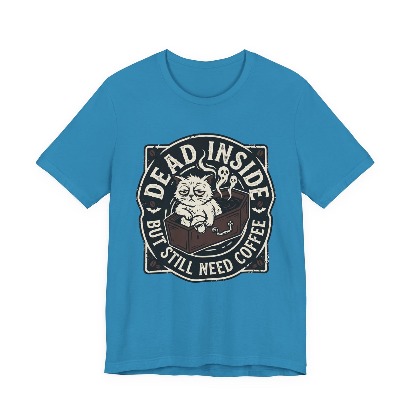 VOID - Dead Inside But Still Need Coffee T-Shirt - Coffee Cat Humor Tee