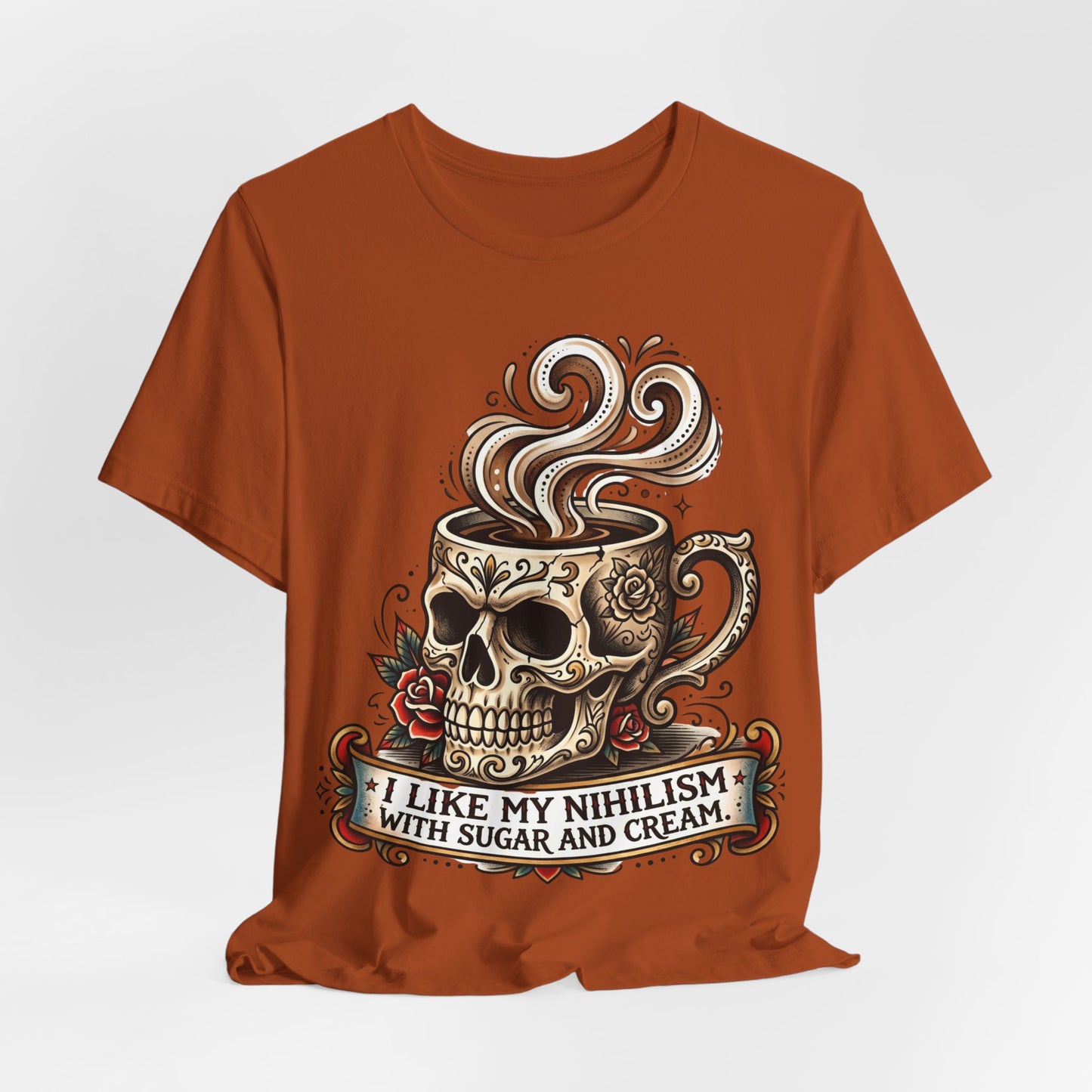 VOID - Skull Coffee Tee — "I Like My Nihilism With Sugar and Cream" Graphic T-Shirt