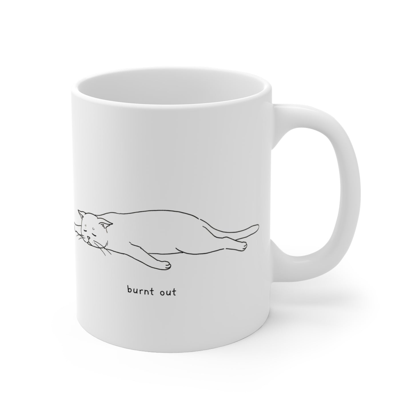 VOID - Burnt Out Cat Mug — 11oz Funny Relaxed Cat Coffee Cup
