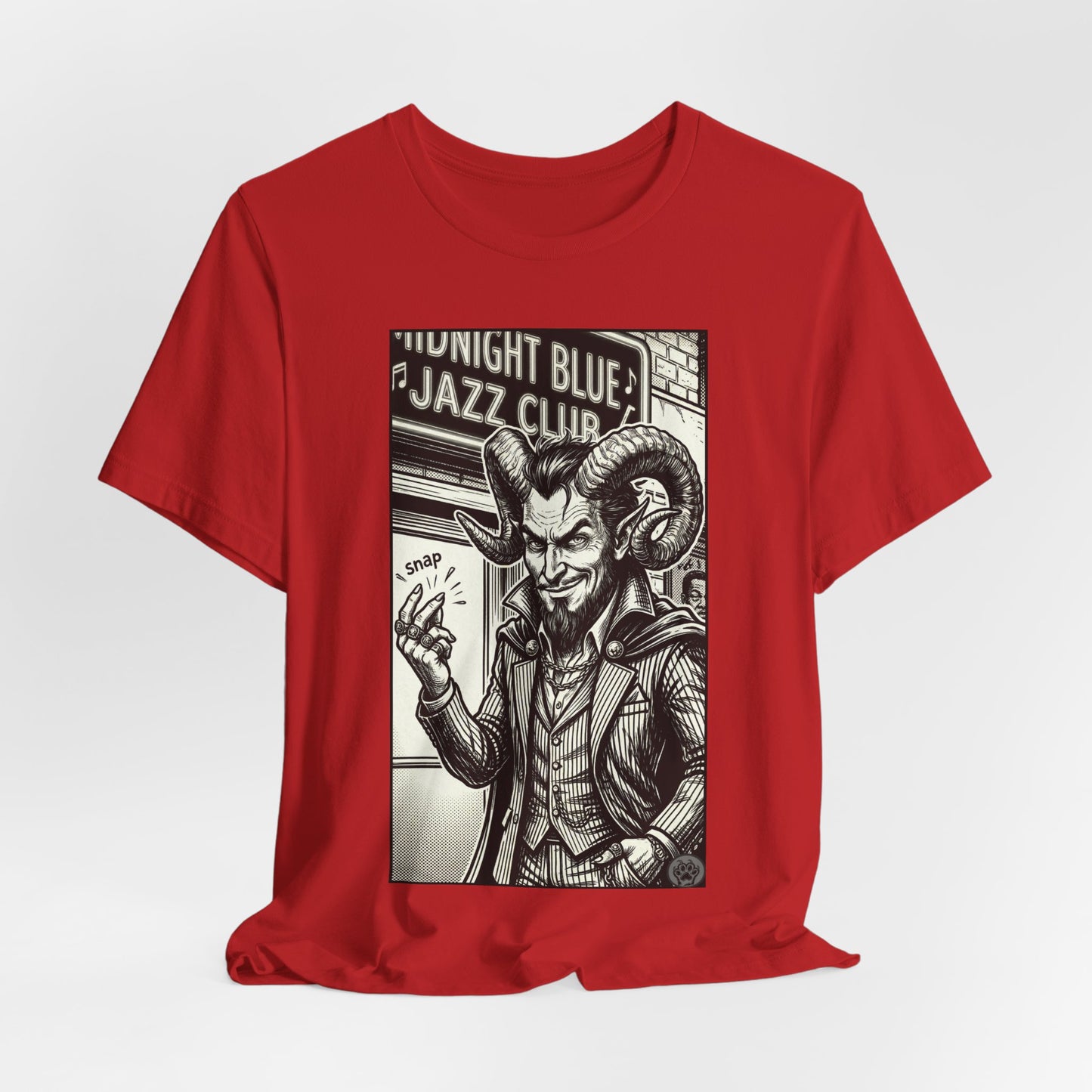 BLZB - Finger Snap Jazz Club Graphic Tee — 'Midnight Blue Jazz Club' Vintage Devil Illustration