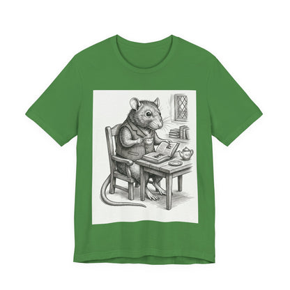 Ratney - "Cup of Tea & A Good Book" - Rodent Scholar T‑Shirt — Vintage Style Illustration of a Reading Rat with Tea
