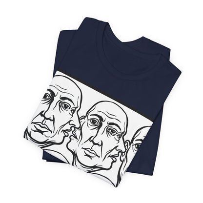 HotGossip - Version 2 - Monochrome Repeating Faces Tee – Abstract Expressionist Portrait T-Shirt