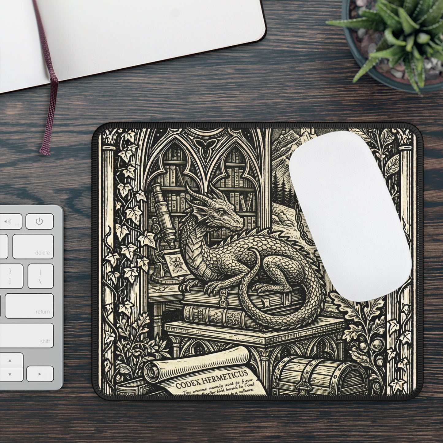 DarkArts - Dragon 1 - Gothic Dragon Gaming Mouse Pad — Vintage Fantasy Desk Mat