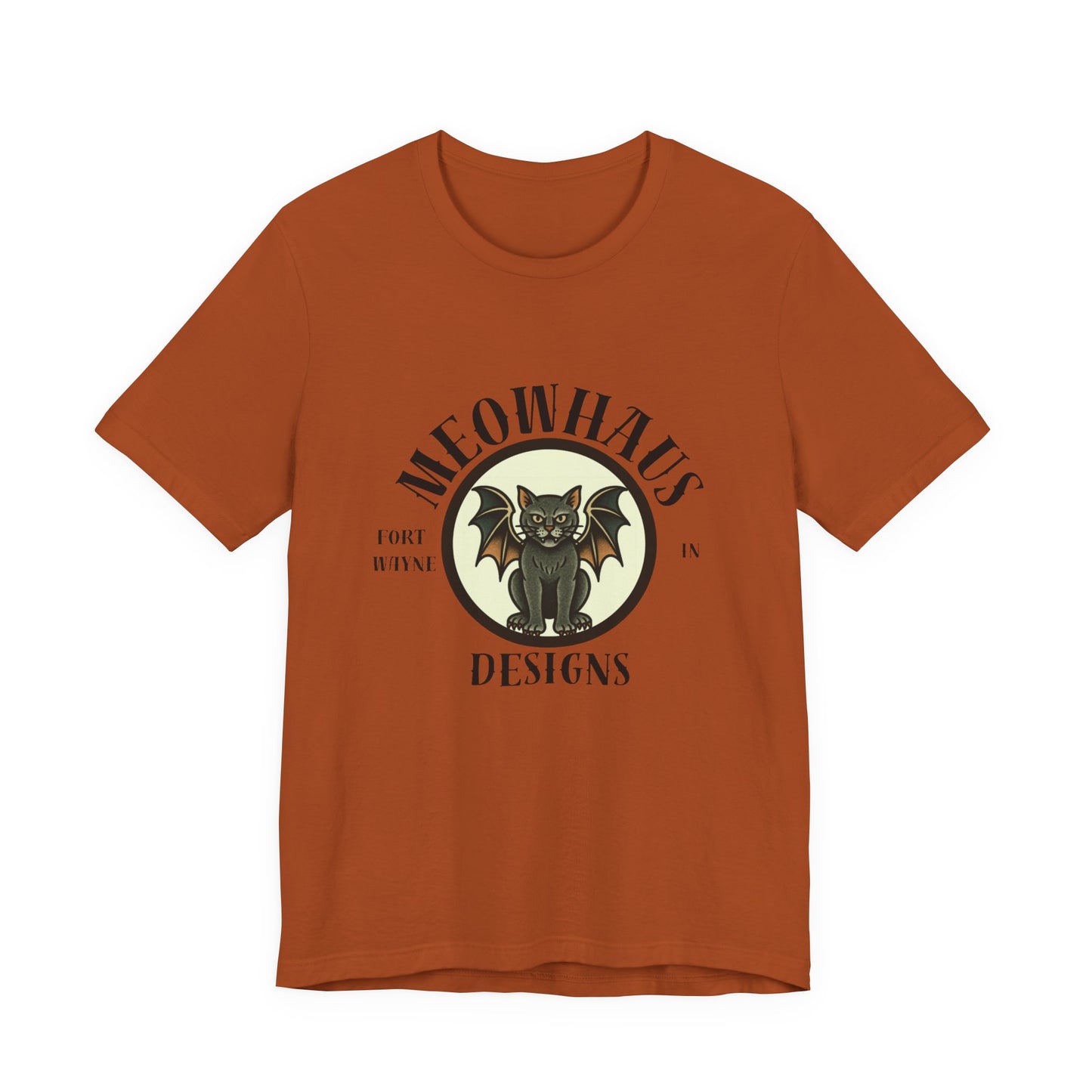 MHD - Emblem - Vintage Tattoo Cat Bat Logo Tee — “Meowhaus Designs” Graphic T-Shirt