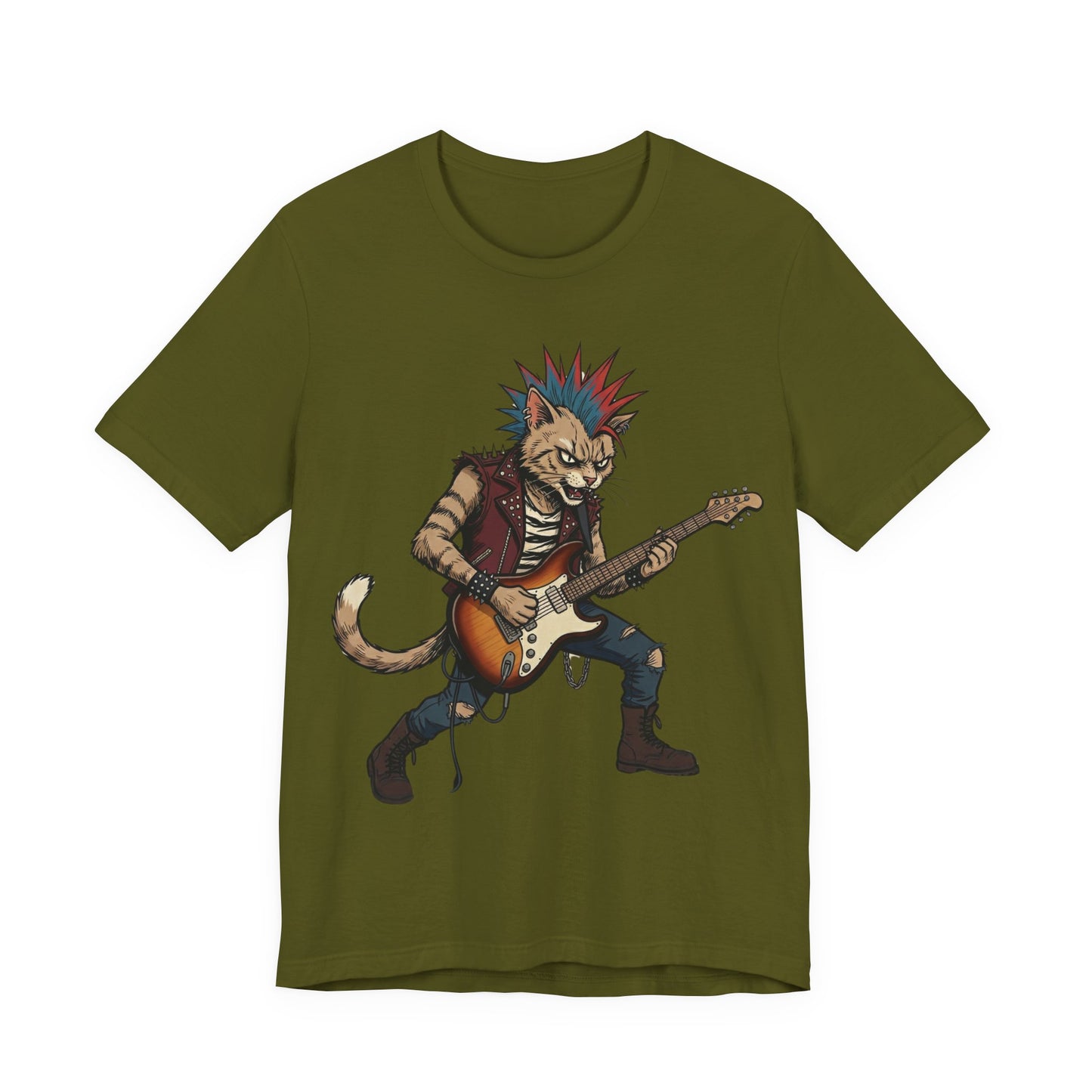 PunkCat - Punk Rock Cat Guitar T-Shirt