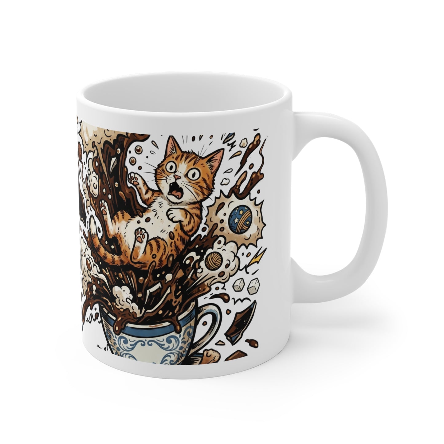 VOID - Cat Splash Coffee Mug – Cute Orange Kitten Popping Out of Coffee Cup, Funny Cat Lover Gift 11oz