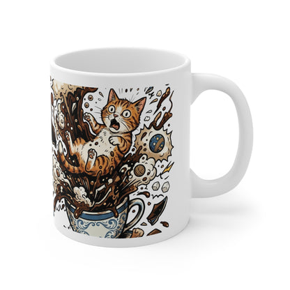 VOID - Cat Splash Coffee Mug – Cute Orange Kitten Popping Out of Coffee Cup, Funny Cat Lover Gift 11oz