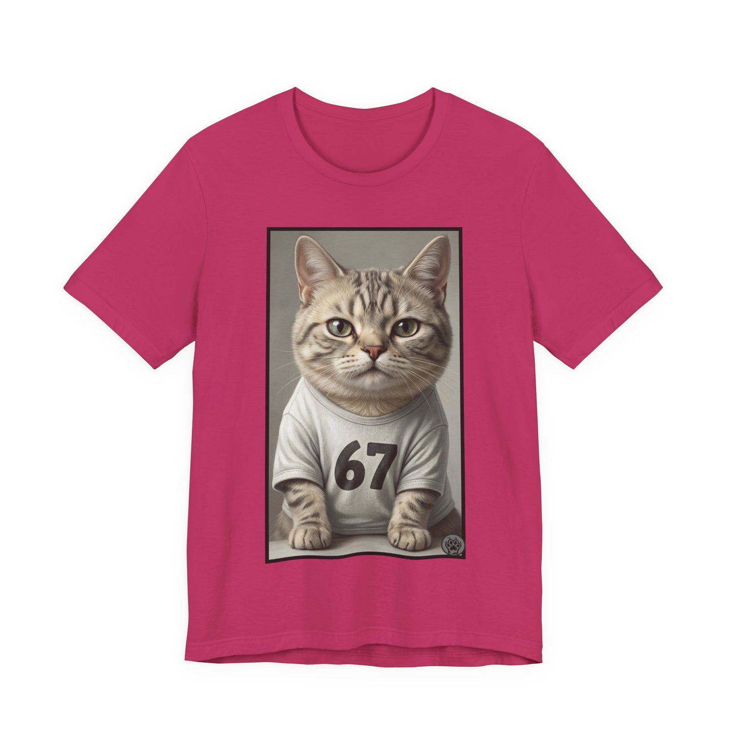 67 Meme - New Variation! - Cat Jersey T‑Shirt — Cute Kitten Portrait with Number 67