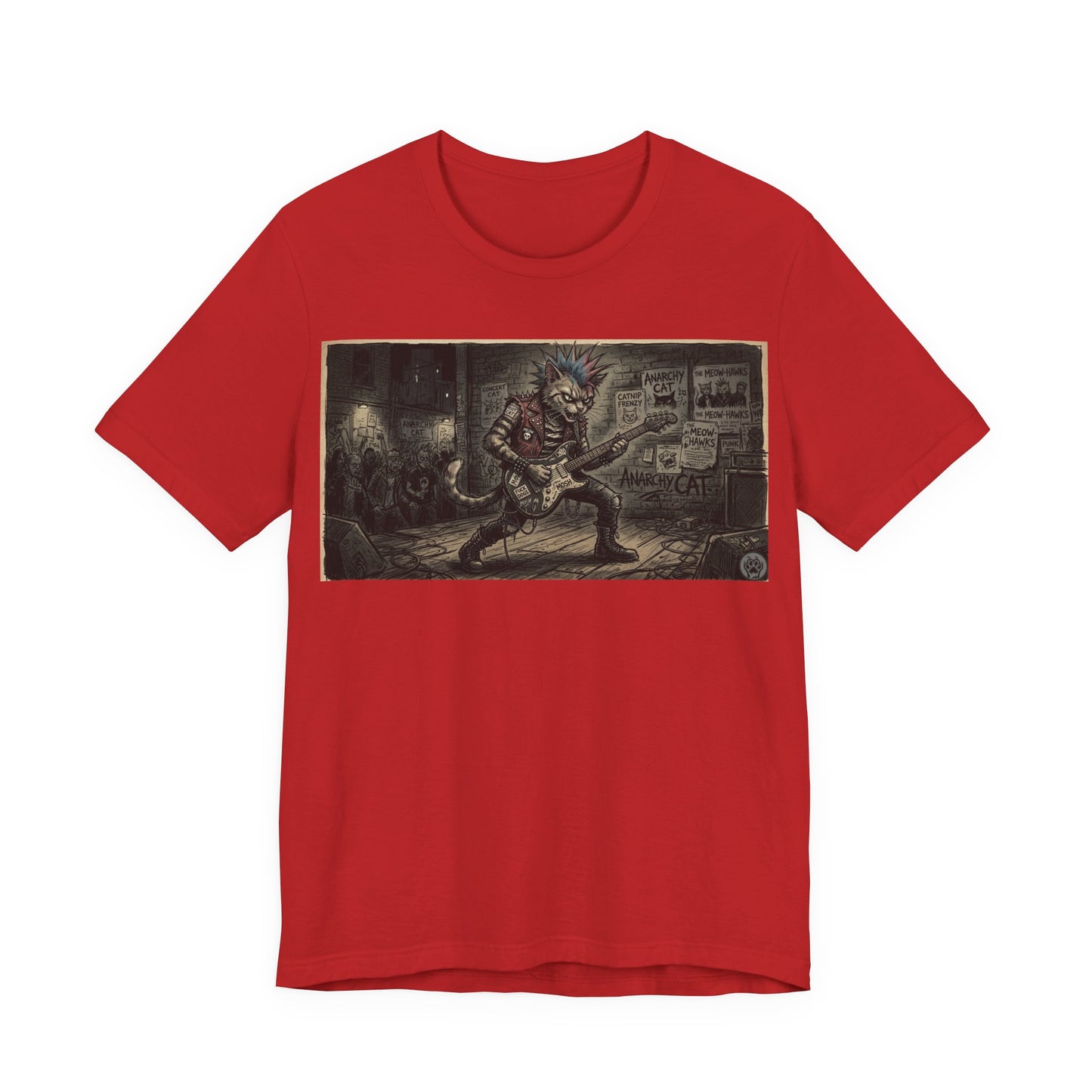 PunkCat At The Club -  Punk Rock T‑Shirt — Punk Cat Guitarist Design