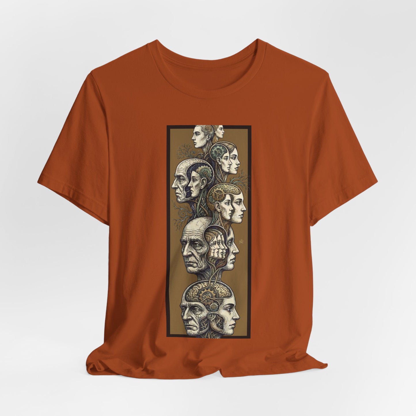 Family of Thought - Gold - Anatomical Heads Vertical Collage T-Shirt